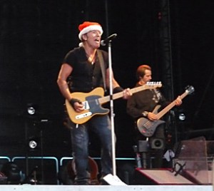 Bruce Springsteen prepares for Santacon at a concert in Finland