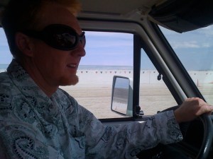 the drive on the playa to and from Burning Man 2009